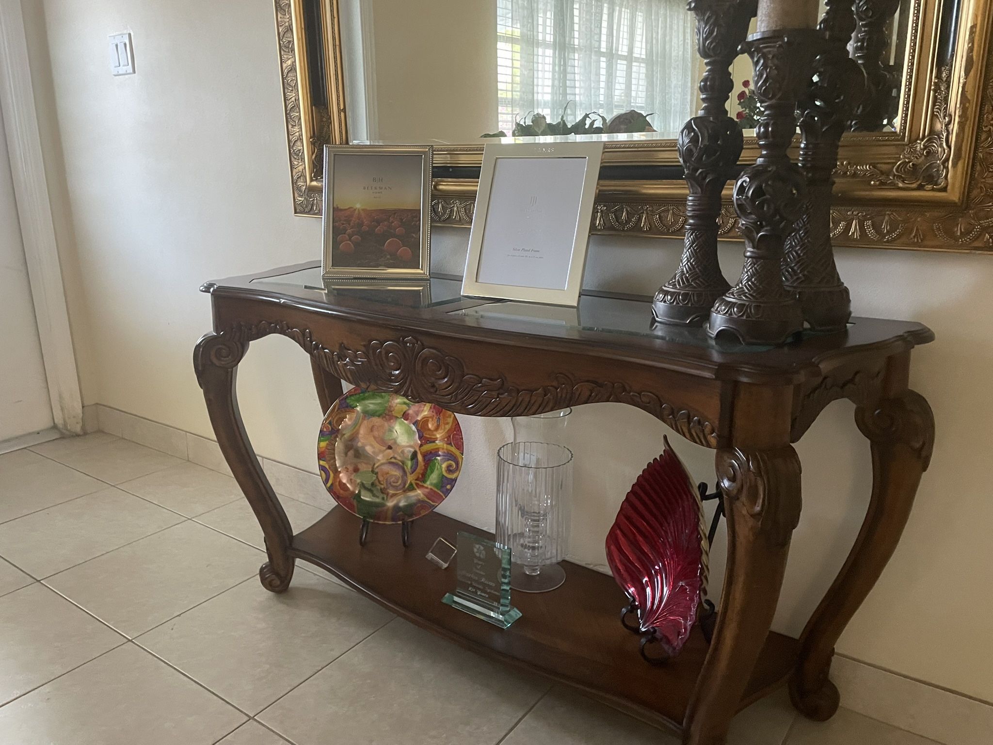 Louis XV Entryway Console with Mirror + Accent Table – Timeless Elegance