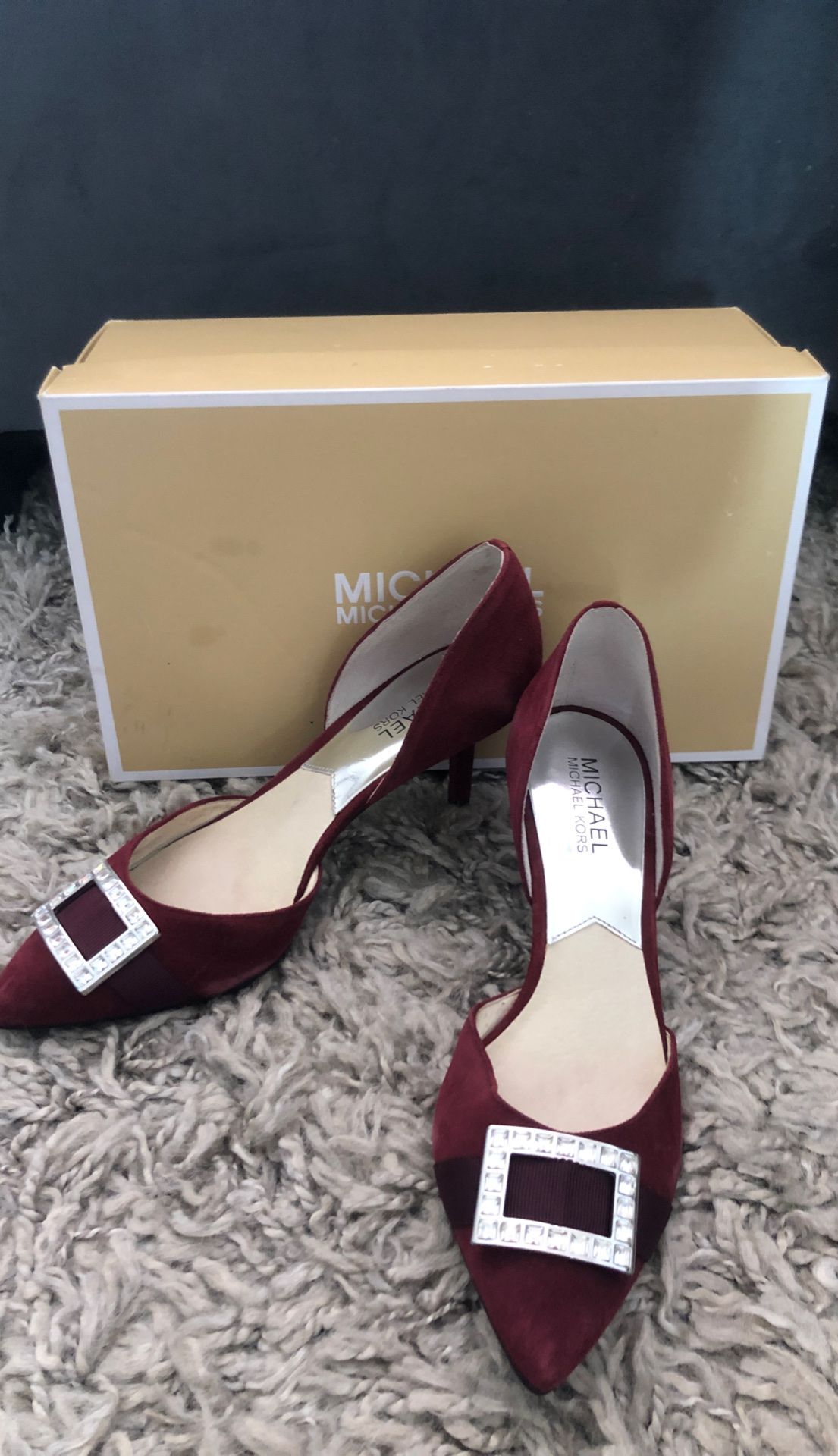 Michael KORS red suede leather heels shoes 7