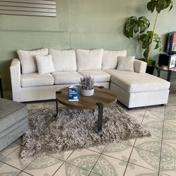 White Grey Sectional With Ottoman ‼️take It Home With $39 Easy Approval ‼️