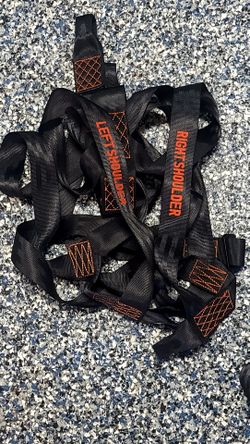 Black Shoulder Harness Straps with Orange Stitching