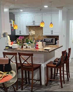 4 Wood set of High Chairs