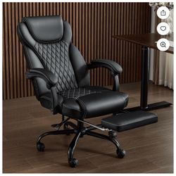 10-Position Adjustable Office Chair, Reclining Work Chair with Lumbar Support with Desk Foot Rest，Black