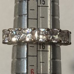 Vintage Sterling Silver Ring 17 Sparkly Stones Size 5