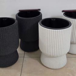 *** REDUCED *** PAIRs of 15" Gray / White Resin Planters @ Lasting Creations