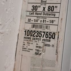 30"  X 80" EXTERIOR LEFT HAND SWING DOOR
