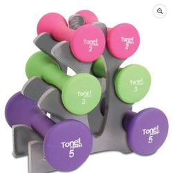 Tone Fitness 20lb Hourglass Neoprene Dumbbell Set with "A" Frame Rack