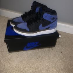 Size 7 Air Jordan 1 Retro High OG (Black/Royal Blue-white)