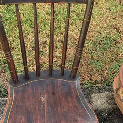 Old Brown Wood Chair With Stencils