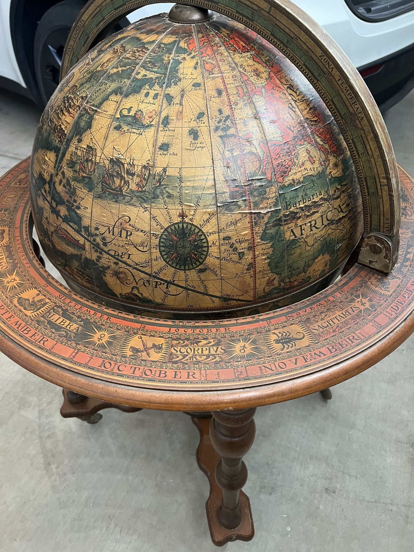 Vintage Zodiac Symbol Globe Bar Cart