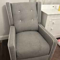  Gray Upholstered Rocker Recliner Chair