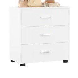 White 3-Drawer Nightstand Dresser