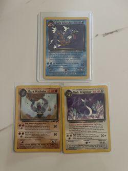 3 Dark Pokemon Cards - LP-M