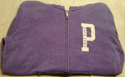 Victoria Secret LOVE PINK Periwinkle Full Zip Hoodie - Size Large