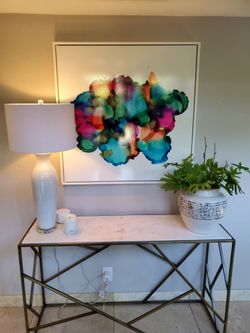 Metal and marble top console table