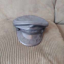 Vintage AGEAN Black Leather Greek Fisherman Cap