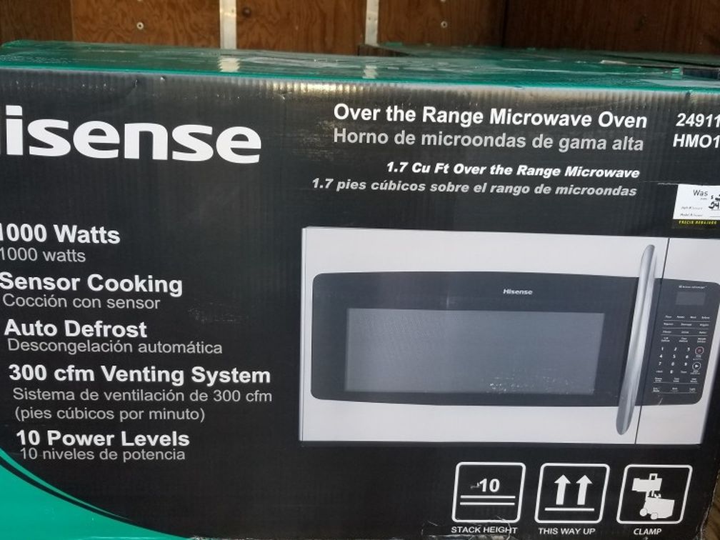 Hisense 1.7-cu ft Over-the-Range Microwave with Sensor Cooking (Fingerprint-Resistant Stainless Steel Front and Black Housing) Model #HMO173SR)