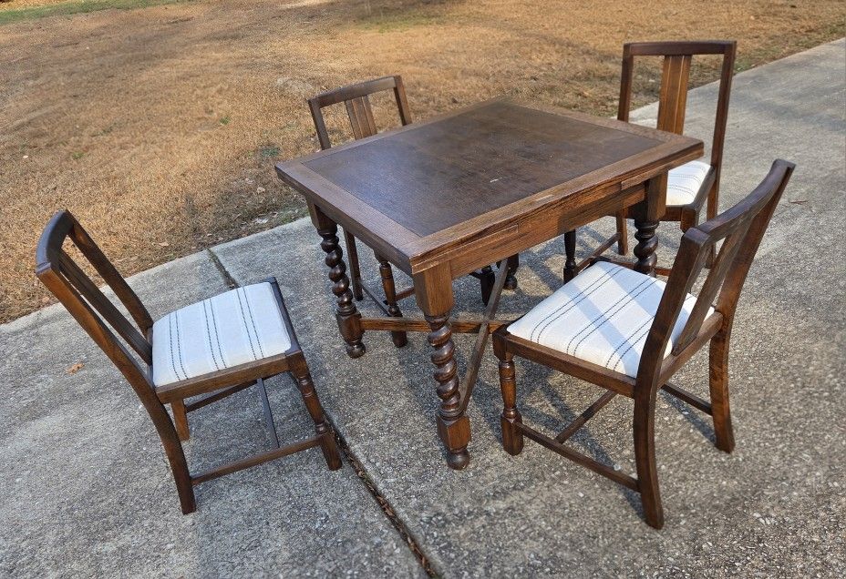 Antique Draw-Leaf Dining Set (Free Delivery)