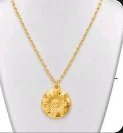 Gold Over Sterling Silver Medallion Pendant Necklace