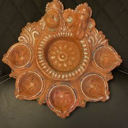 Terracotta Laxmi Ganesh Diya Tray