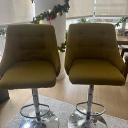 Swivel Bar Stool Pair! Set Of Two (Gold)