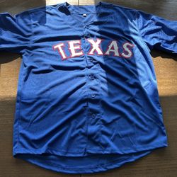 Texas Rangers Baseball L MLB Fast Ship New Adult Men HOF Large Home Jersey Blue