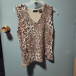 Size 8-10 Medium Tank Top by GEORGR TAN WITH LEOPARD Spots
