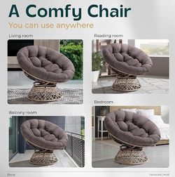 Papasan Outdoor & Indoor Chair - Brown Frame and Light Gray ( Smoky) Cushion