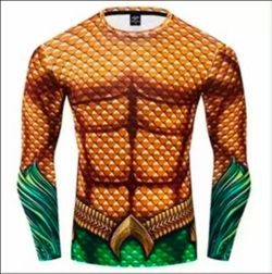 🔱 Aquaman 3D Armor Compression Shirt | Instant Superhero Halloween Costume
 - size small