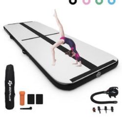 Costway 10FT Inflatable Gymnastics Tumbling Mat w/ Pump Indoor Outdoor Black