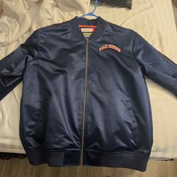 Men's Navy San Diego Padres Lightweight Satin Vintage Logo Full-Zip Bomber Jacket