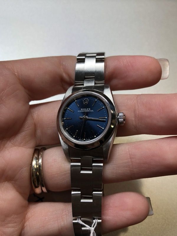 Rolex blue dial ladies oyster perpetual