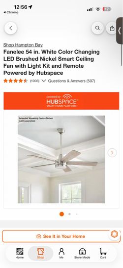 Hampton Bay Fanelee 54 in. Brushed Nickel Smart Ceiling Fan with LED Light Kit
