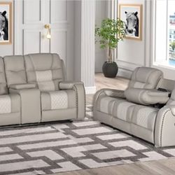 2 PC RECLINING SOFA AND NEW IN BOX