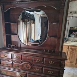 Dresser with mirrored hutch