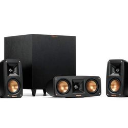 New In Box  Klipsch Reference Theater Pack 5.1 Channel Surround Sound System, Wireless High Fidelity Subwoofer, Wall Mountable Design, Spmor Mouse Pad