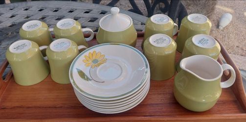 Mikasa cerastone cups, saucers, sugar & creamer