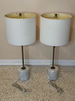 Set of 2 White Marble Table Lamps