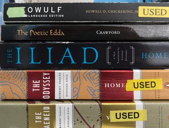 Mythology books (Beowulf, The Poetic Edda, The Iliad, The Odyssey, and The Aeneid)