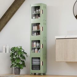Slim Storage Cabinet Green 65.4 in. Accent Cabinet Office Storage Cabinet with 4-Adjustable Shelves, Anti-Tip Design Brand new, still in the box 💲70 