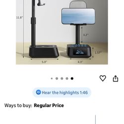 🆕 In 📦 Gifts for Men Women,Phone Stand with Bluetooth Speaker,Adjustable Height Phone Holder with HD Stereo Sound Fits All Phones&Tablet