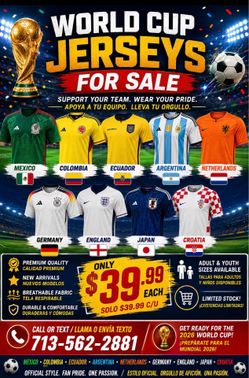 World Cup jerseys scarves flags