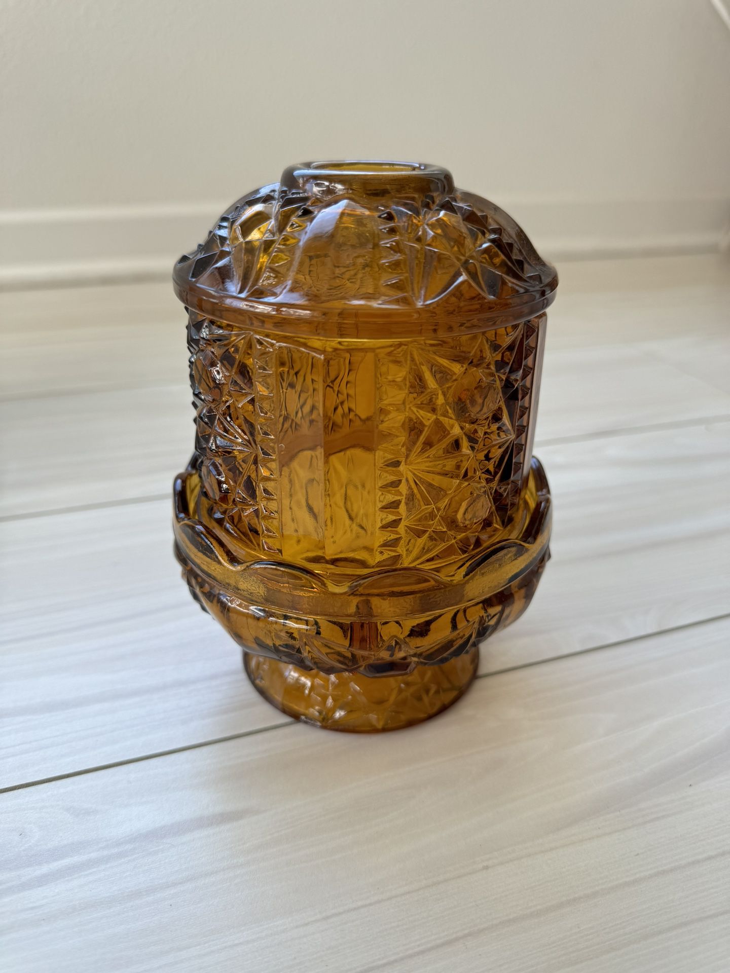 Vintage Amber Glass Fairy Candle Light