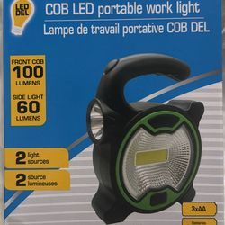 COB LED Work Light, Portable, 2 Light Sources- Front Is 100 Lumens & Side Light Is 60 Lumens