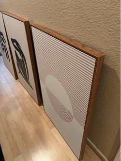 Wall art with solid wood frame