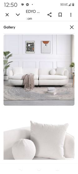 EDYO LIVING Modern Curved Sofa with Deep Seat and Linen Upholstery