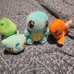 Pokémon Gen 1 Starter Plushies (Squirtle, Bulbasaur, Charmander)