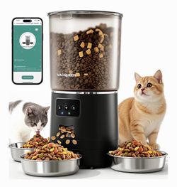 Automatic Cat Feeder for 3 Cats, 6L/25 Cups Smart WiFi Pet Feeder, Strong Anti-Jam System, Dual-Effect Desiccant Cat Food Dispenser, with 10S Voice Re