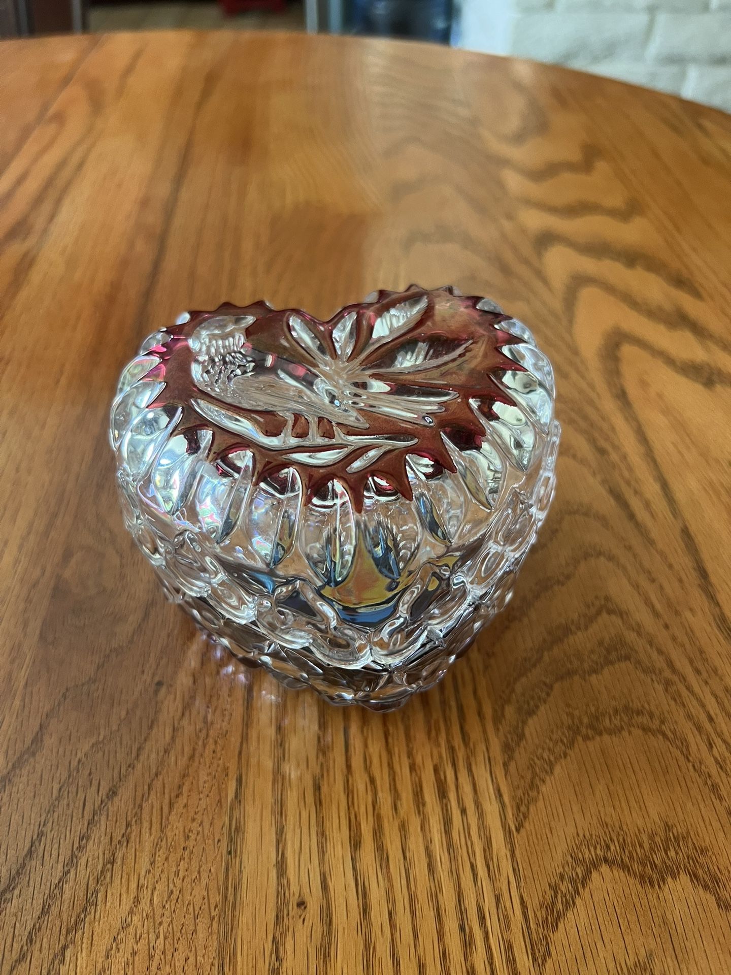 Antiguo Joyero De Cristal En Corazón
