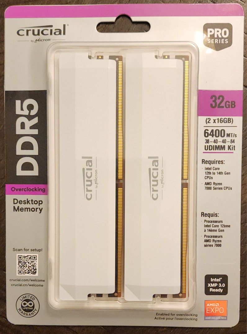 (NEW) Crucial Pro DDR5 RAM 32GB (2x16GB) 6400MHz CL38