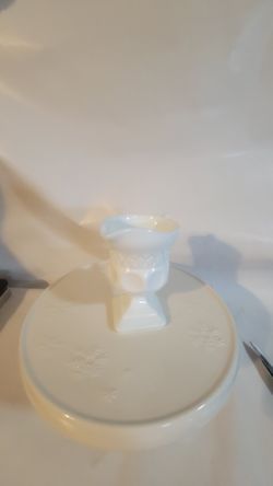 Vintage Mckee Plymouth Milk Glass Footed Creamer Diamond Thumbprint Excellent Vintage Condition No Chips Or Cracks The Vintage McKee Plymouth Milk Gla